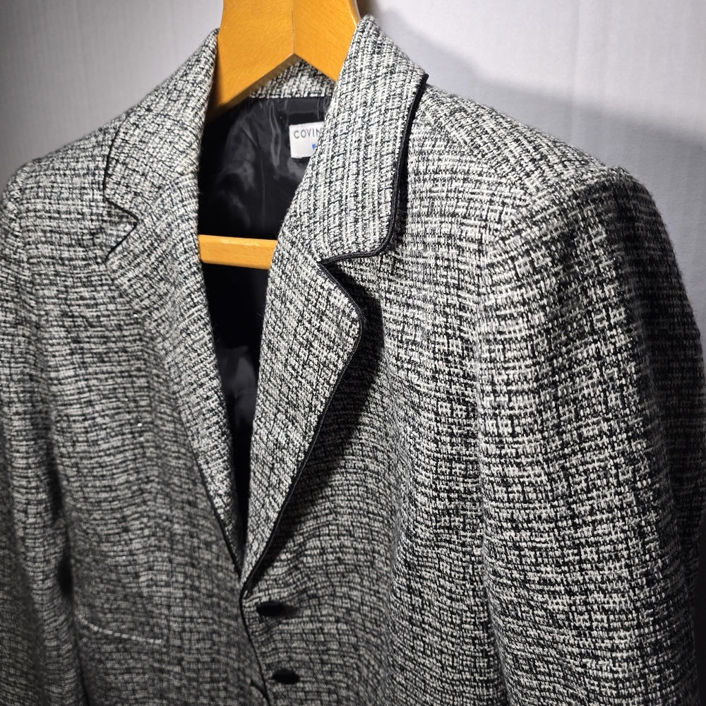 Covington Large  Black and Gray Blazer Tweed Like Material Early 2000 - Picture 4 of 5